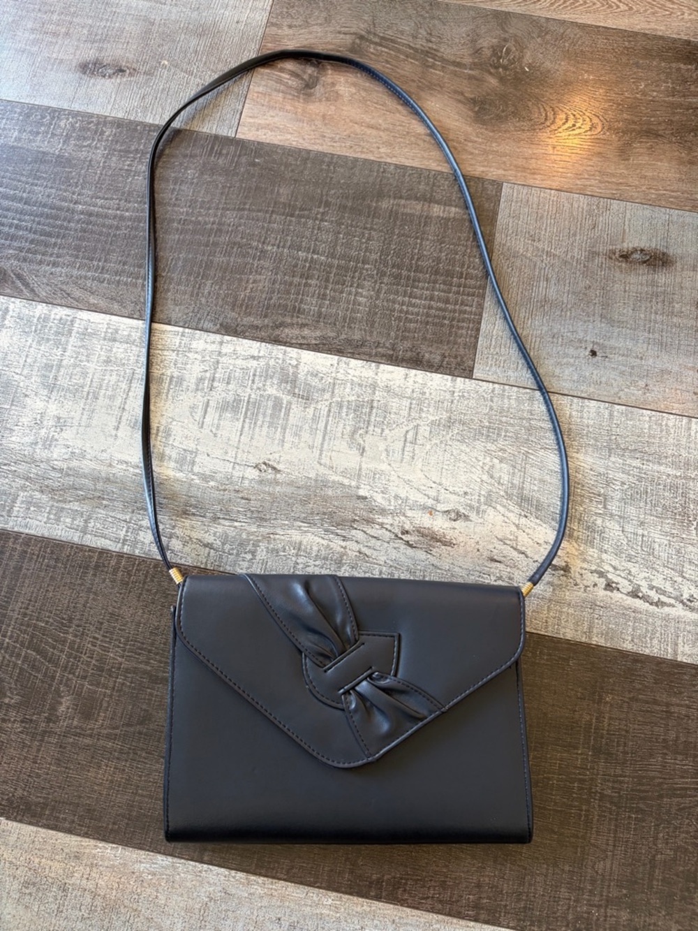 Vintage Rush Hour Navy Blue Bow Shoulder Bag Purse Taiwan ROC 90s Minimalist